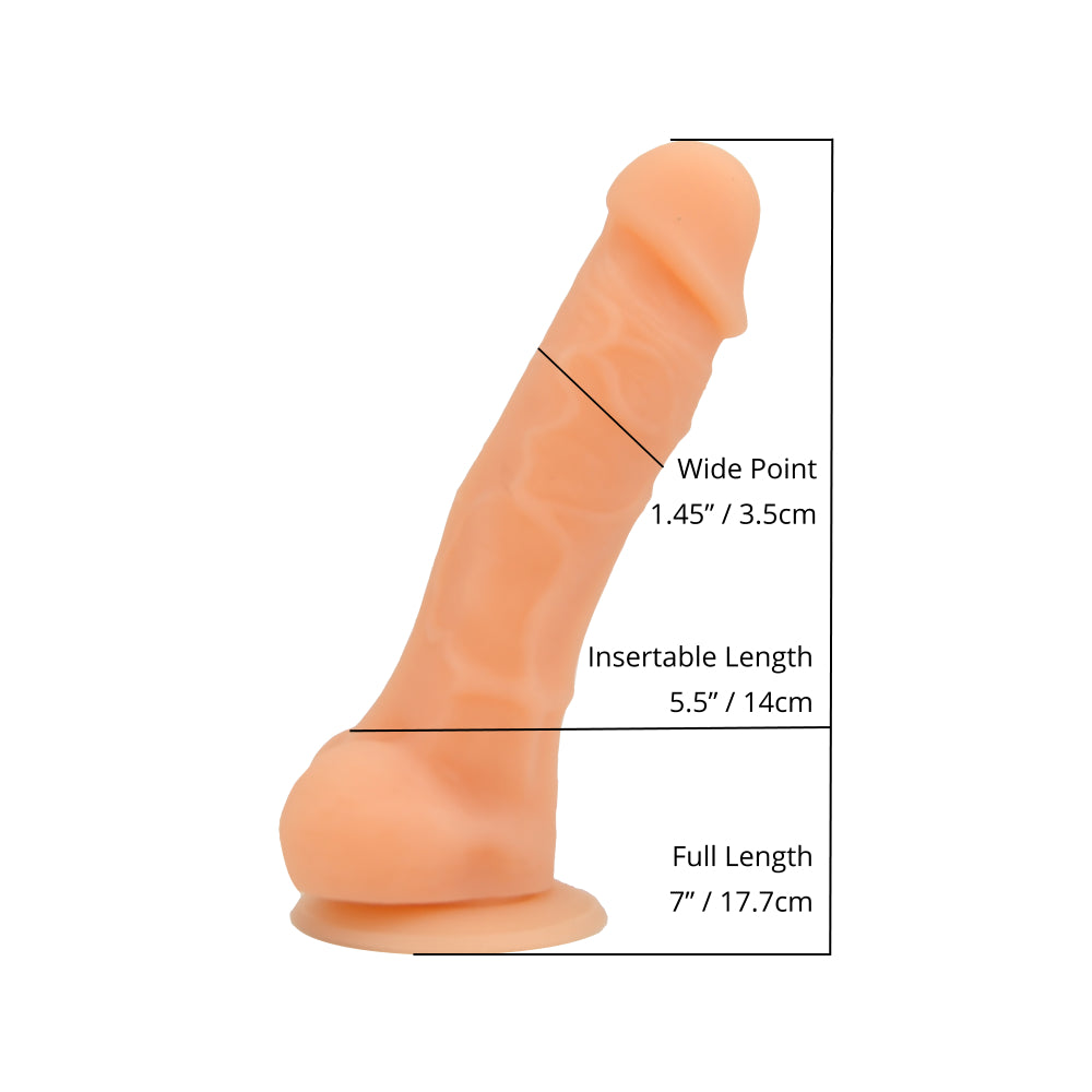 Joy 7-Inch Realistic Silicone Dildo with Suction Cup & Balls – Lifelike & Body-Safe