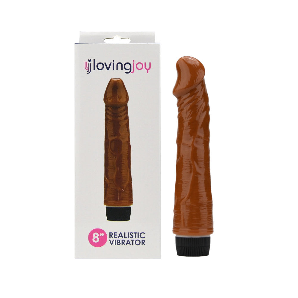 Loving Joy 8 Inch Realistic Vibrator - Brown