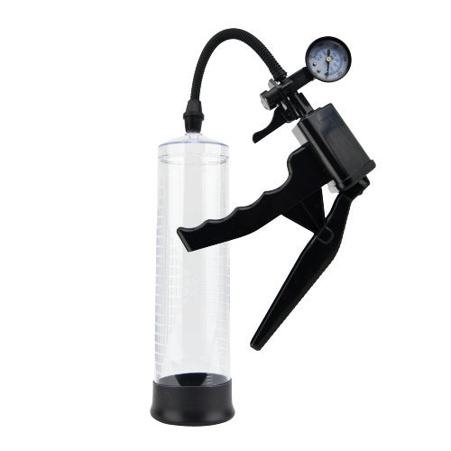 REV Pump Gauge Pistol Grip Penis Pump 8.5 Inches – Precision Control with Pressure Gauge
