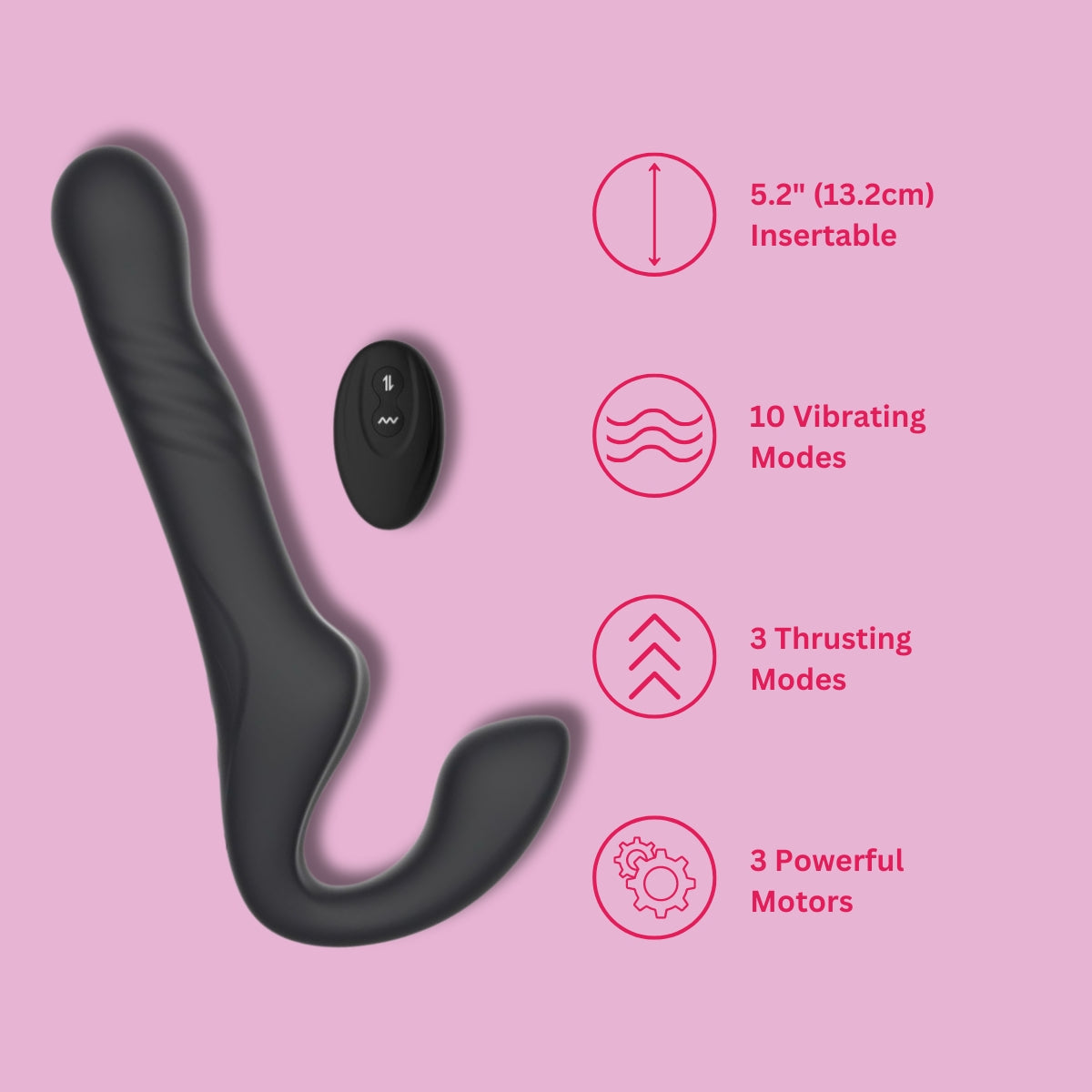 Mina Surge Remote Thrusting & Vibrating Strapless Strap-On