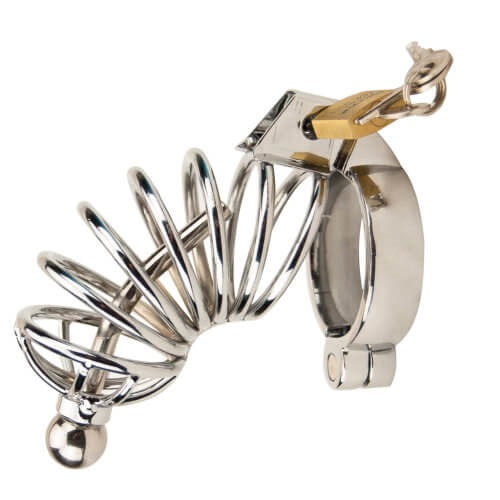 Corkscrew Male Chastity Device with Penis Plug